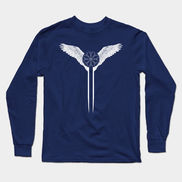 Valkyrie-Helm Of Awe Long Sleeve T-Shirt by ValhallaDesigns